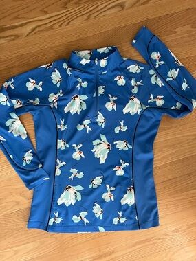 Peter Millar Blue Floral Half-Zip Jacket